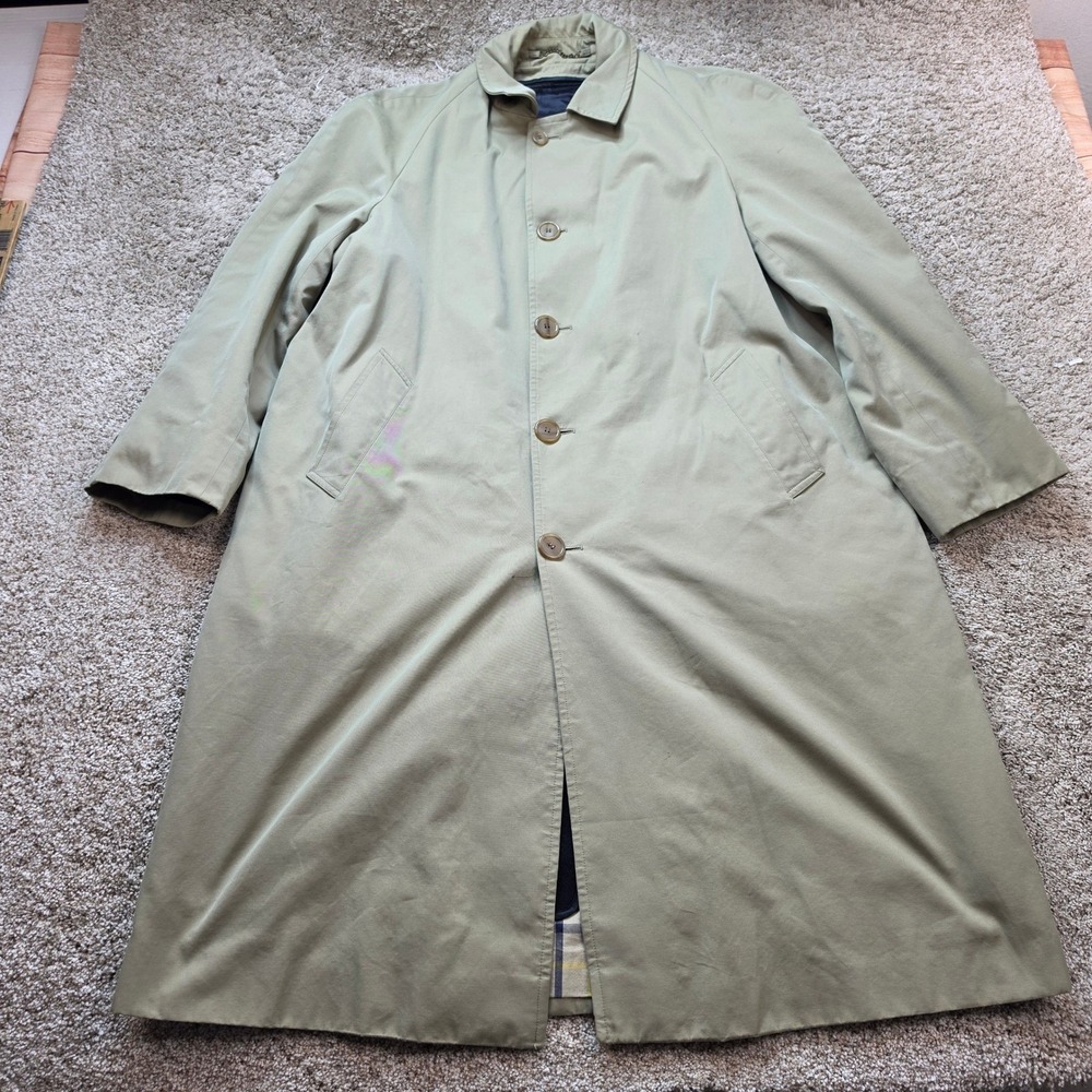 Vintage Brooks Brothers Trench Coat Mens 42 Long Tan Brookstraveler Mac Jacket